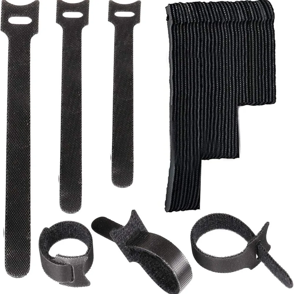 Reusable Nylon Cable Straps and Wire Organizers - Hook and Loop Fastening Ties (100-Pack)