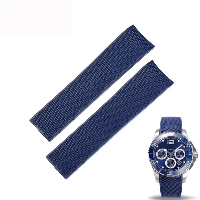 Fuyijia 21Mm Cinturini In Silicone Morbido L-Ongines L3 Cinturino Sostitutivo Hydroconquest Fibbia Pieghevole Cintura In Gomma Naturale Impermeabile