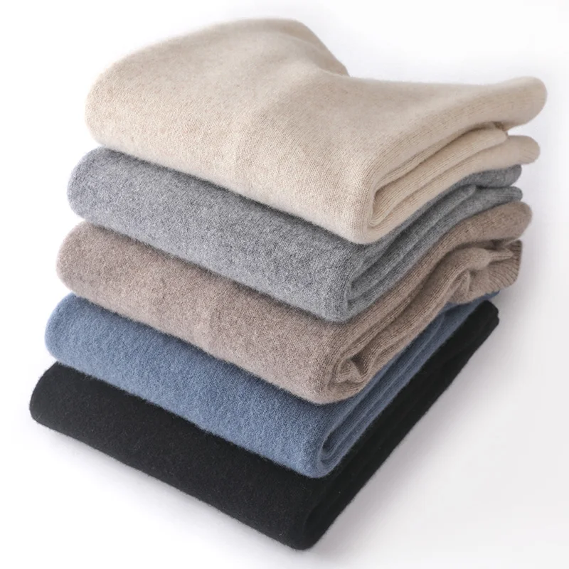 Pullover Cashmere Sweater 2023 New Casual Business Men's Sweater Solid Color Knitted Full Sleeve 100% Pure Wool Men's Sweater 5