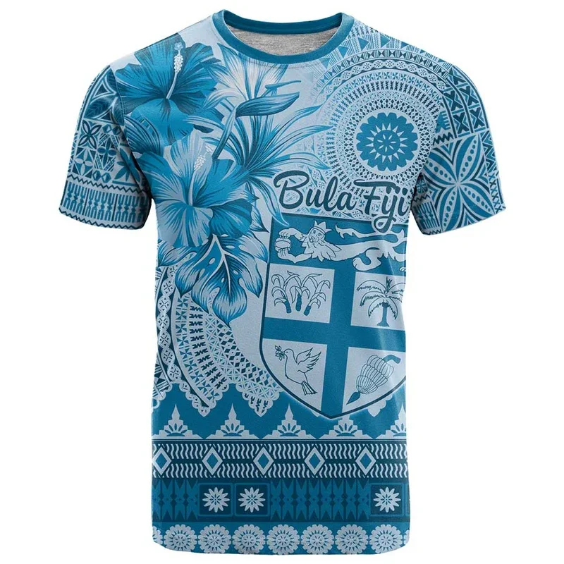 

Fashion Fiji 3D Printed T Shirt For Men Summer Round Neck Short Sleeves Casual Tops Polynesian Tees Street Oversized T-shirt