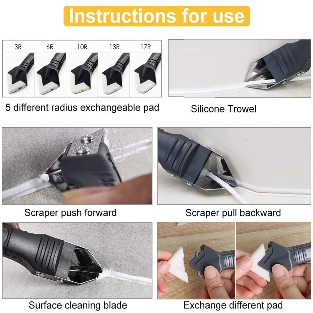 5 in1 Glass Glue Angle  Scraper Tool Caulking Tool Cement Scraper Tool Shovel Angle Glue Shovel Floor Cleaning Sealant Kitchen tool backpack