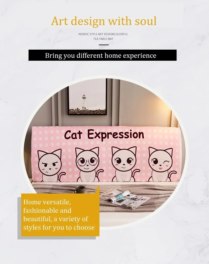 Cartoon Summer Sunset Universal All-inclusive Furniture Bed Head Cover Print Dust-Proof Bedroom Sofa Bed Headboard Slipcover