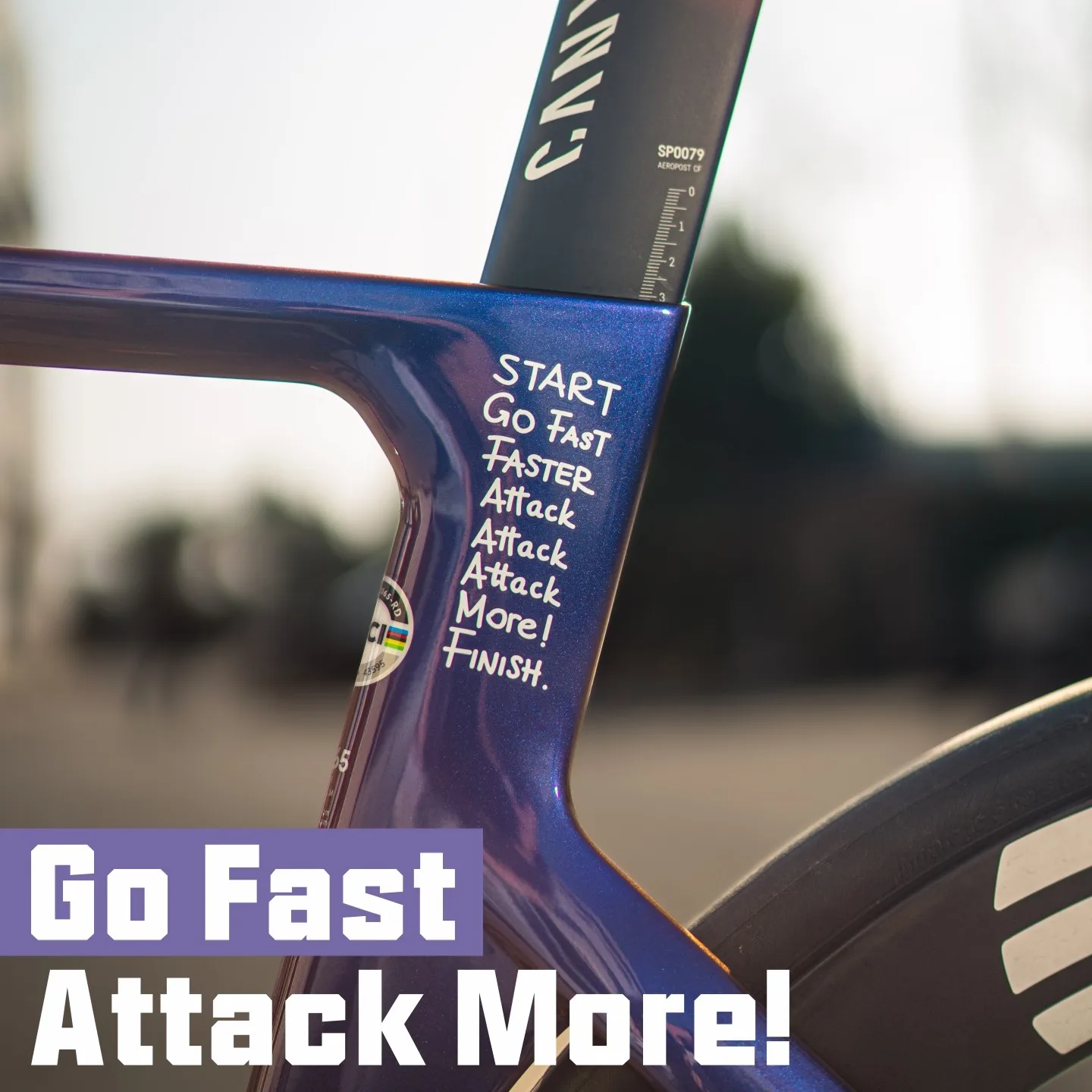 �Go Fast，Attack More”Bicycle Stickers for Bicycle Frame Top Tube DIY Incentive Waterproof Cycling Sticker MTB Road Bikes Decals