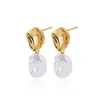 Boucles d'oreilles circulaires pour femmes, Vintage, Punk, Baroque, perles, Clip d'oreille en acier inoxydable, bijoux pour femmes, Imitation de perles, cadeau Mujer