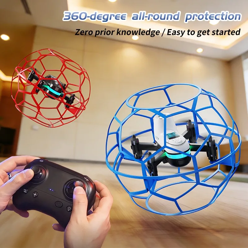 YL16 RC 레이싱 풋볼 드론 2.4G 3D 풀 프로텍션 압력 고도 유지 브러시리스 360 ° 어린이용 롤링 리모컨 쿼드콥터