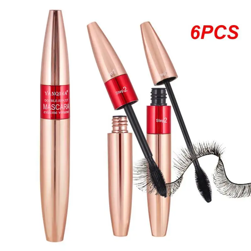 

Тушь для ресниц 2 в 1, водостойкая густая тушь для ресниц, увеличение объема, не выцветает, стойкая косметика, макияж, 6 шт., TSLM1