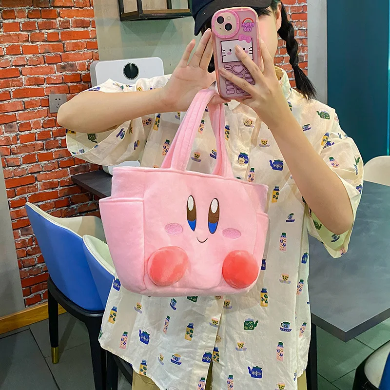 Kawaii Kirby Handbag Girls Cartoon Anime Portable Hand Lunch Box Bag  Student Canvas Large Capacity Hand Carry Lunch Bag Gift