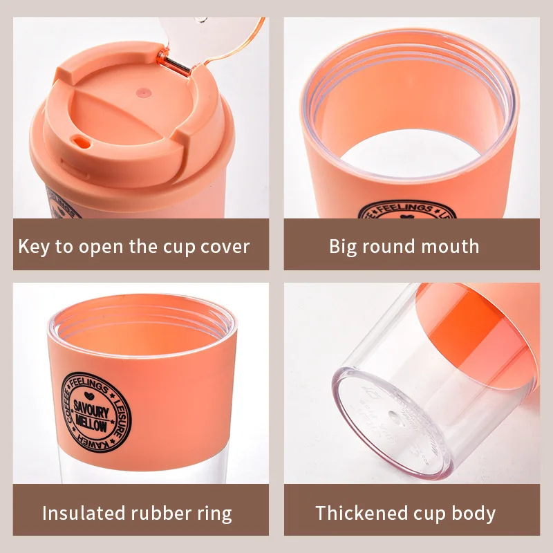Coffee Cup Milk Tea Simple Carry-on Cup Outdoor Leisure Sealed Leak-Proof Portable Vacuum Cup with Cover For Gifts