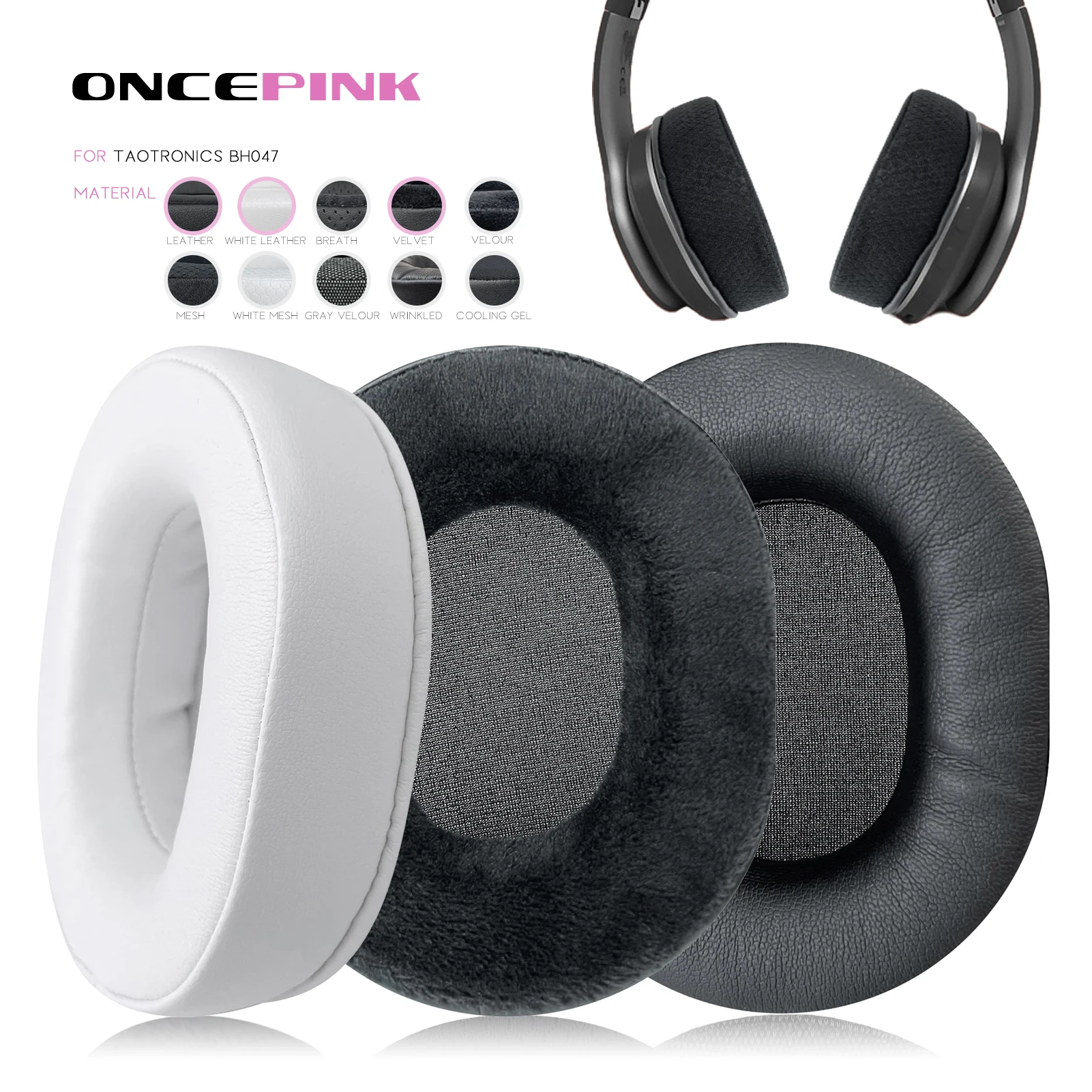 Oncepink Replacement Ear Pads for Taotronics BH047 Headphone - Main Image