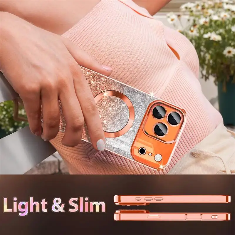 Luxury Glitter Cove Silicone Soft Bumper Magnetic Wireless Case