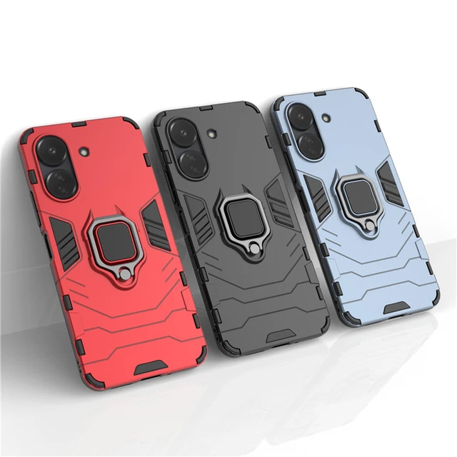 For POCO C65 Case For Xiaomi POCO C65 Cover Shockproof Armor Ring Holder  Protective Bumper For