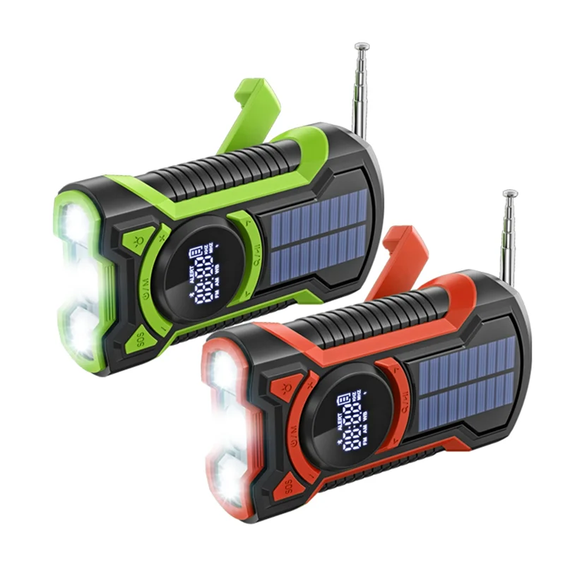 B03B-핸드 크랭크 휴대용 AM/FM/NOAA 날씨 라디오(LED 손전등 포함) Bluetooth 5.0 스피커-C