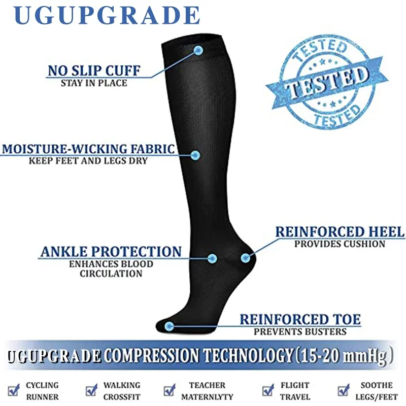 Varicose Veins Compression Socks Fit For Golf Rugby Hiking Sports For Anti Fatigue Driving Travel Flight Women Men Socks compression socks