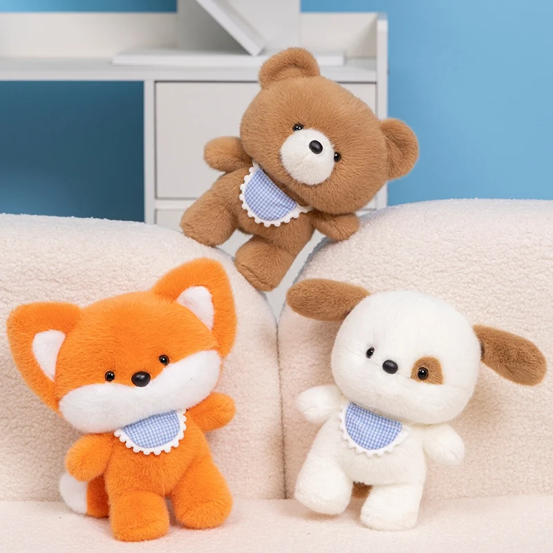 New Kawaii Animal Doll Pillow Soft and Cute Fox Bear Dog Plush Toy Doll Sleeping Animal Pillow For Girls Children Birthday Gifts