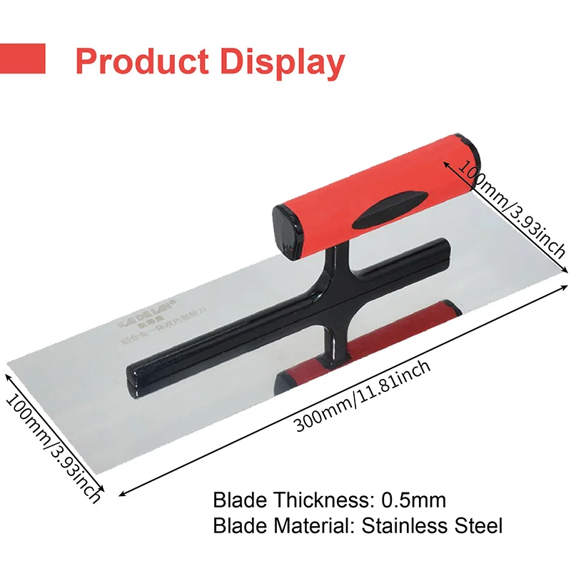 30cmX10cm Finishing Trowel Plastering Skimming Trowel Brick Wall Masonry Work Stainless Steel Material Plastic Handle