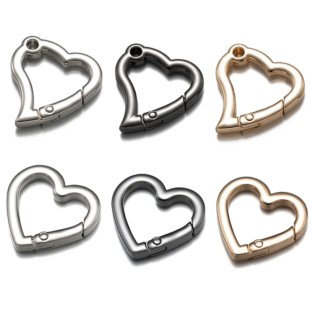 5 teile/los Metall Karabiner Ring Frühling Herz Shape key chain für DIY Tasche Handtasche Schmuck machen Zubehör Stecker Haken Schnalle – Detail 1