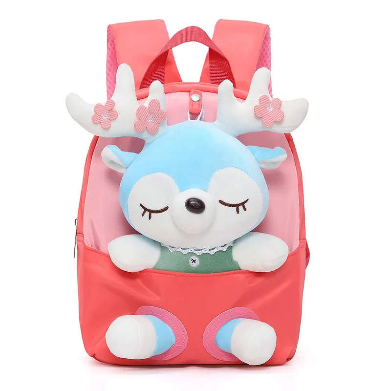 Cartoon Plush Split Elk Cute Children's Small Backpack Kindergarten Baby Girl Lightweight Fashionable Cute Backpack 6