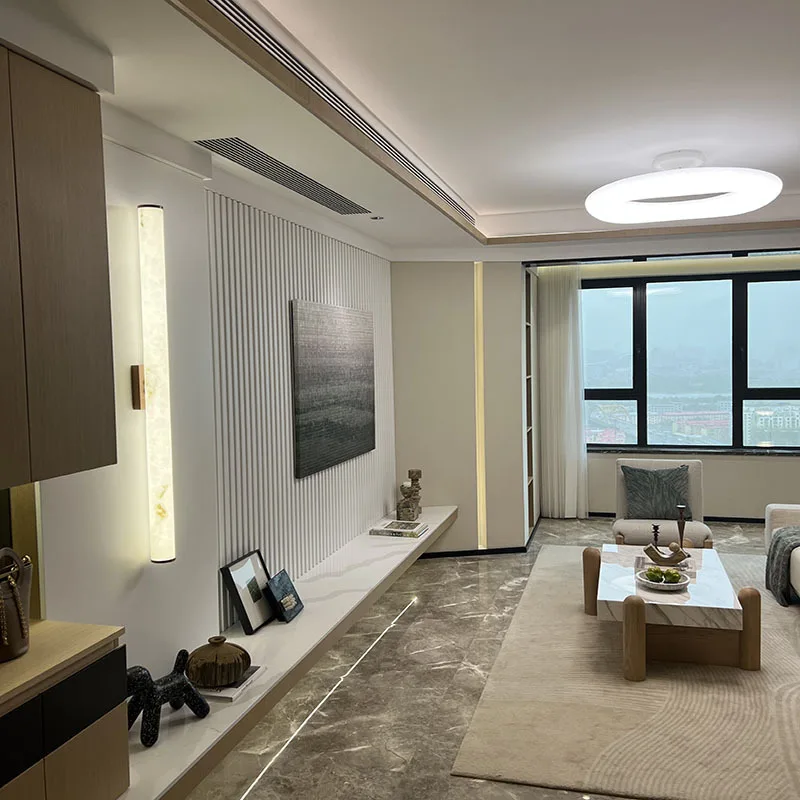 Marble Wall Light Spain Natural marble LED Wall Light Luxury 3 Color Dimming AC85~265V Copper Wall Lamp For Indoor Aisle TV Background Decoration