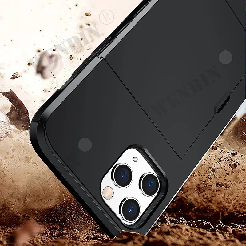 Heavy Duty Shockproof Dual Layer Phone Case with Card Slots Holder