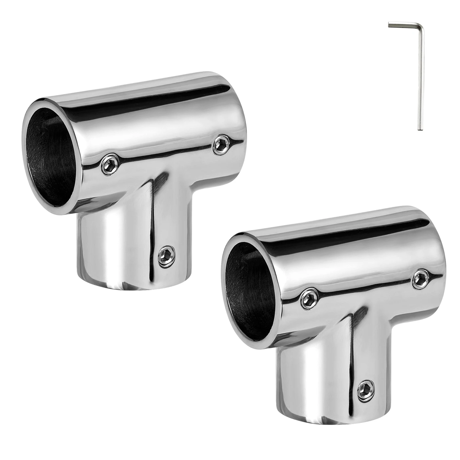 Boat Handrail Fitting 90 Degree Tee Rail for 1 Inch Tubing, Heavy Duty, 316 Stainless Steel, Marine Boat Railing Tee Connector