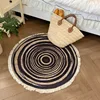 Cotton Linen Round Carpet Ethnic Printed Tassel Rugs Retro Bedroom Area Rugs for Living Room Floor Mat Macrame Carpets 5