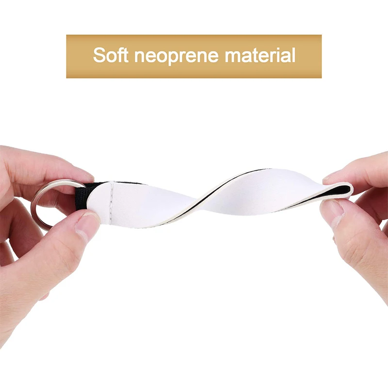 100Pcs Sublimation Keychain Blanks Wristlet Keychain DIY White Neoprene Keychain Wrist Lanyard Keychain Holder for Women Girls