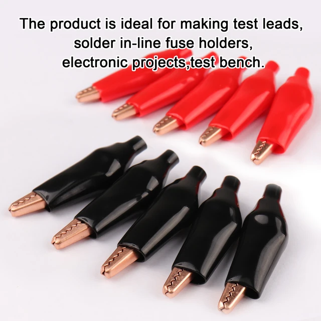 Pack De 10 Pinzas Cocodrilo (caimán) De Colores Para Prototipado Electrónico - Ideales Para Puentes, Pruebas En Breadboard Y Cables Flexibles