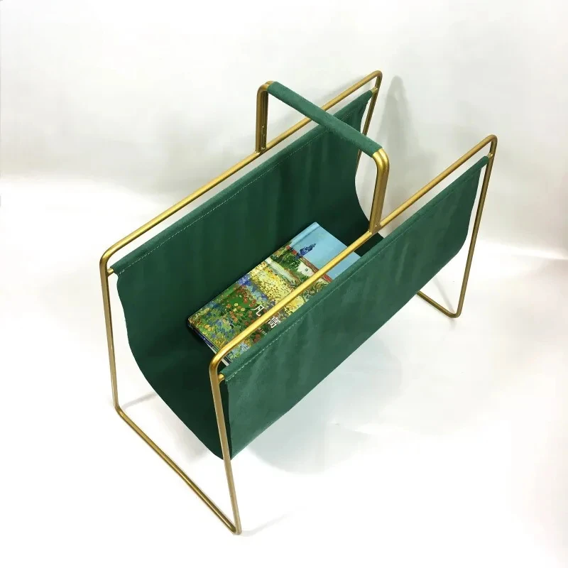 Nordic PU Leather Metal Gold Bookshelf Iron File Book Organizer Shelves Magazine Holder Book Rack Home Decoration Accessories
