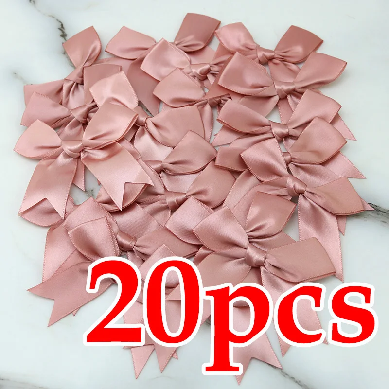 Set of 20 Fresh Pink Satin Ribbon Flower Bows