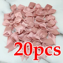 Set of 20 Fresh Pink Satin Ribbon Flower Bows - 8.5cm (Pink Meat)