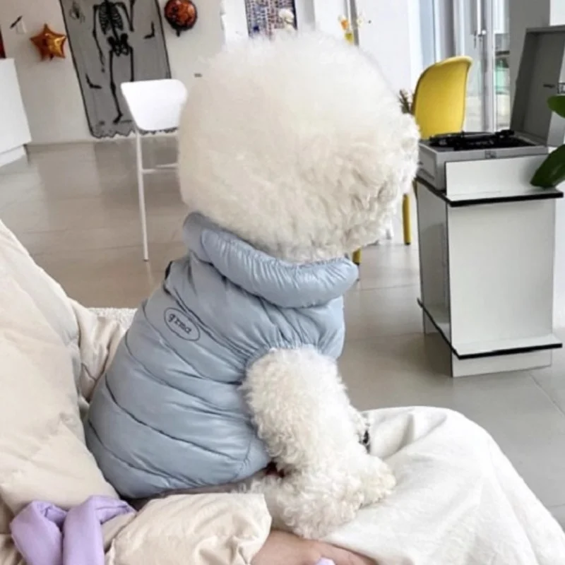 겨울용 단색 애완동물 다운 조끼, 방수 기능이 있는 부드럽고 따뜻한 강아지&고양이 코트