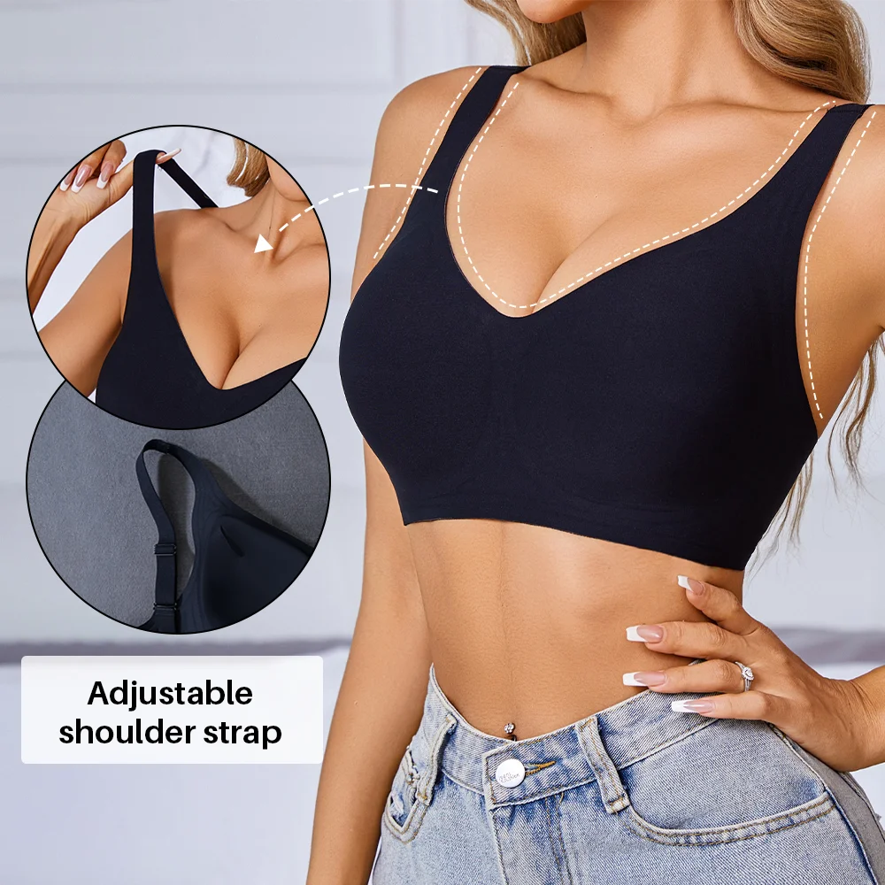 Wireless Bra for Women Seamless Push Up Bras Comfortable V-Shaped Gathering Underwear BCD Cup Intimate Lingerie 2