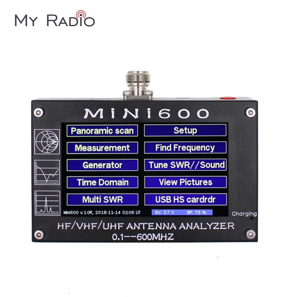 MINI600 Antenna Analyzer 0.1-600MHZ HF/VHF/UHF ANT SWR 4.3" LCD Screen Touch Vector spectrum Meter Tester | Мобильные телефоны