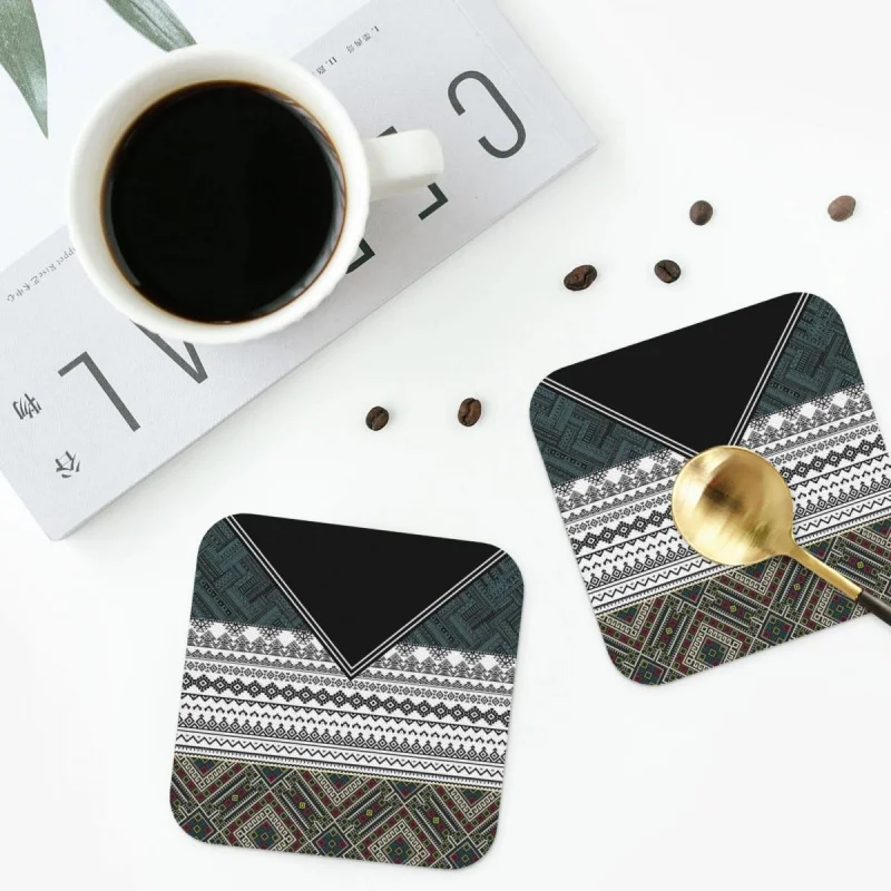 

Traditional Ethnic Pattern Coasters Kitchen Placemats Non-slip Insulation Cup Coffee Mats For Decor Home Tableware Pads Set of 4