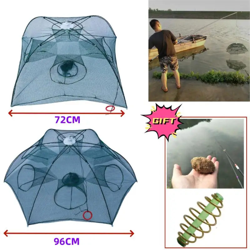 

Strengthened 4-6 Holes Automatic Fishing Net Shrimp Cage Nylon Foldable Fish Trap Cast Net Cast Fold Crab Trap Fishing Network