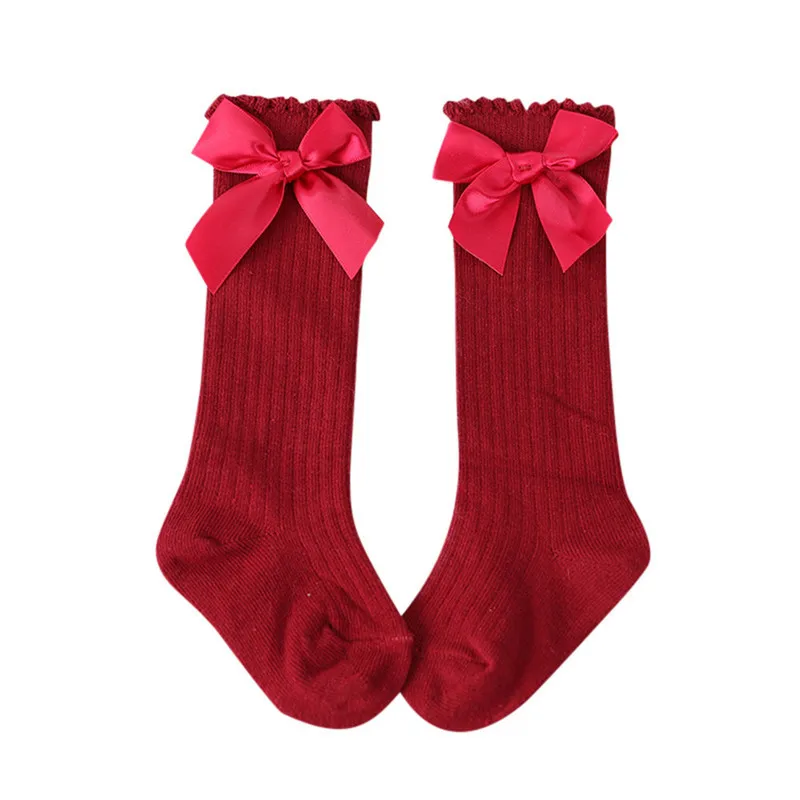 

Girls Big Bow Knee High Long Soft New Kids Socks Toddlers Cotton Lace baby Socks Kids kniekousen meisje Dropshipping girls socks
