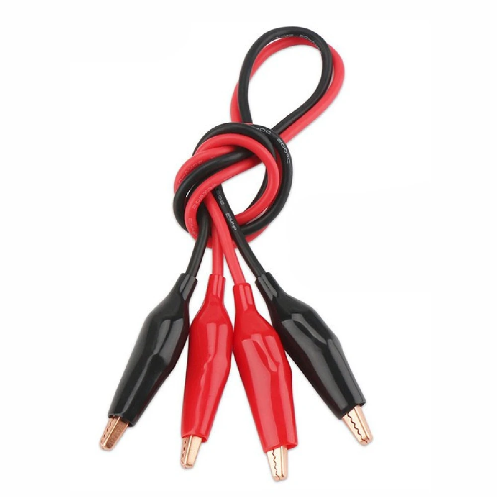 2Pcs 50cm Double Red and Black Clips Crocodile Cable Alligator Jumper Wire Test Leads alligator clips test clip test leads test lead wire test lead cable test cable test cable lead
