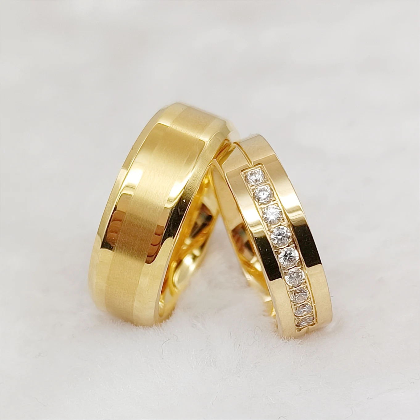 

High Quality Handmade Lover's fashion jewelry rings 2023 Latest 24 carat Gold plated Promise wedding ring designs for couples