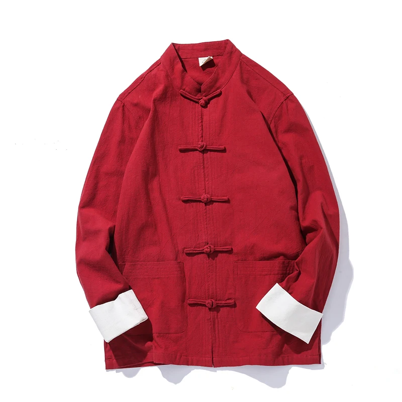 bomber jacket Chinese Style Plus Size Cotton Linen Hanfu Casual Buckle Tang Suit Autumn New Men Retro Shirt Coat Clothing Oversize 4XL/5XL mens waterproof jacket Jackets