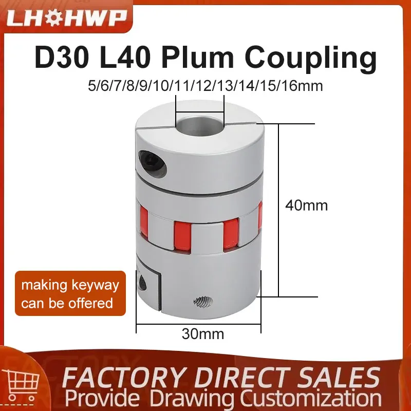 1pc XB30*40 D30 L40 CNC Flexible 3 Jaw Spider Plum Coupling Motor Clutch Shaft Coupler 6/7/8/9/10/11/12/14/16mm for CNC Machine