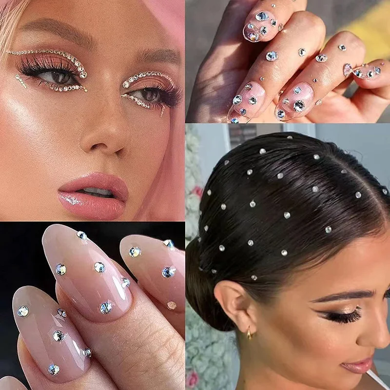 Face Jewels Tattoo Stickers Rhinestones Fake Tattoo for Women Masquerade Party Music Festival Stage Performance Face Makeup Tool 2