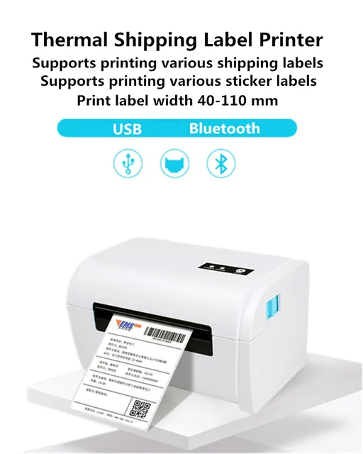 Imprimante d'étiquettes de factures express ZJ-8600 76x130 à papier simple,  prise britannique