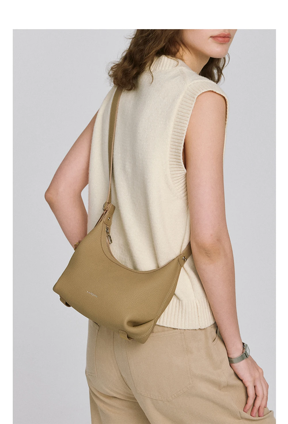 Half moon leather tote, lifestyle 1