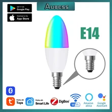

Wifi Smart Light Bulb E14 LED Candle Light Bulb Tuya Zigbee 3.0 RGB+W+C Dimmable SmartThings Echo Plus Alexa google Home