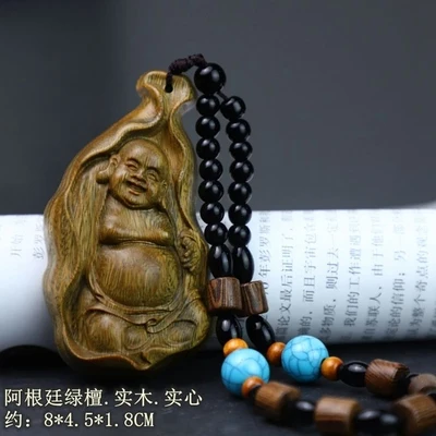 

Изысканная зеленая сандаловая подвеска Будда Maitreya Wenwu Бог удачи Shouxing сумка трейлер брелок подвеска