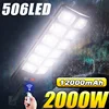 2000W Outdoor Powerful Solar LED Lights 12000mAh Super Bright Street Light Motion Sensor Remote Control Waterproof Garden Solar 1