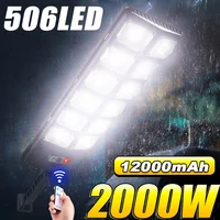 2000W Outdoor Powerful Solar LED Lights 12000mAh Super Bright Street Light Motion Sensor Remote Control Waterproof Garden Solar 1