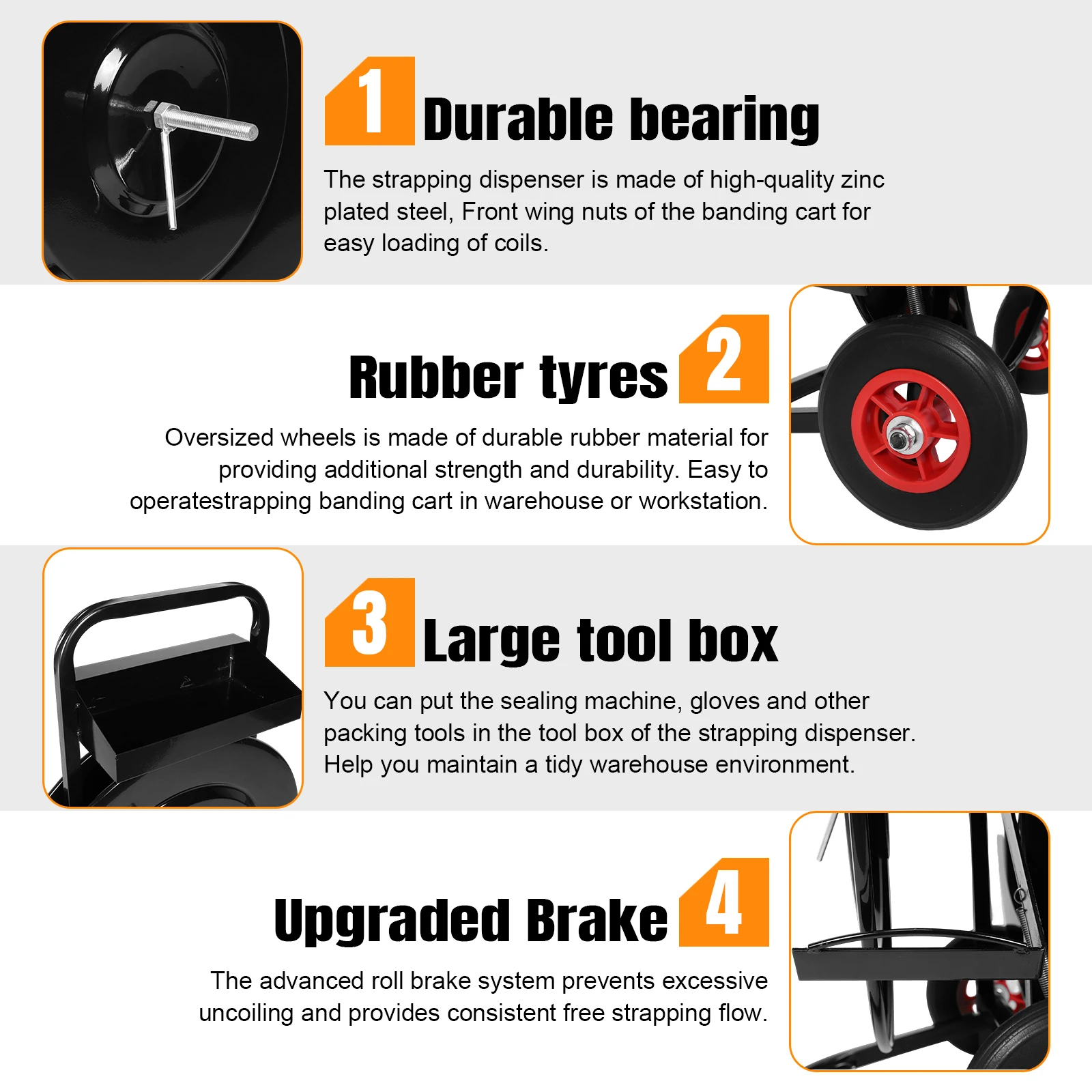 Steel Strapping Coils Dispenser Multi-Purpose Mobile Steel Strapping Dispenser Reusable Integrated Tool & Seal Tray