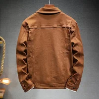 Men's brown denim jacket 2023 Spring and Autumn New Fashion High Quality Stretch Slim Fit Jacket Denim Men Brand Clothing 6