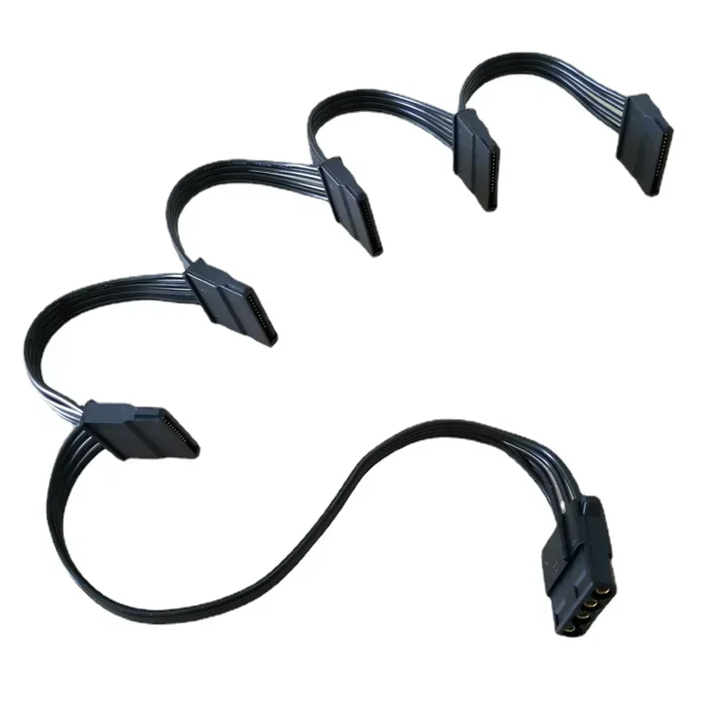 PC Computer Hard Drive 4Pin Female IDE Molex 1 to 5 SATA Splitter Adapter Converter Power Supply Cable Cord 18AWG Wire